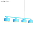 GobekUsa Modern Macaron Drum Chandelier: Metal Ceiling Lamp, 4 Lights for Dining Table