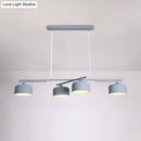 GobekUsa Modern Macaron Drum Chandelier: Metal Ceiling Lamp, 4 Lights for Dining Table