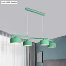 GobekUsa Modern Macaron Drum Chandelier: Metal Ceiling Lamp, 4 Lights for Dining Table