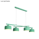 GobekUsa Modern Macaron Drum Chandelier: Metal Ceiling Lamp, 4 Lights for Dining Table