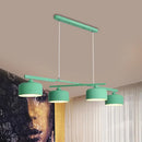 GobekUsa Modern Macaron Drum Chandelier: Metal Ceiling Lamp, 4 Lights for Dining Table