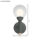GobekUsa Modern Macaron Style Torch Wall Sconce with Clear Glass Shade - 1 Light Mini Wall Light in Green/Grey/White