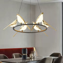 Modern Magpie Bird Pendant Light in Iron Finish