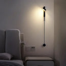 GobekUsa Black Rotation LED Wall Lamp for Bedroom Bedside, Modern Indoor Lighting Fixtures