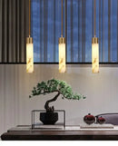 Modern marble and copper led pendant light for bedroom by Decorbites
