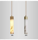 Modern marble and copper led pendant light for bedroom by Decorbites