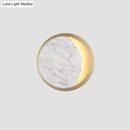 GobekUsa Marble Gold LED Wall Light with Moon Sconce Design and Metallic Ring - Elegant Bedside Fixture