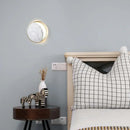 GobekUsa Marble Gold LED Wall Light with Moon Sconce Design and Metallic Ring - Elegant Bedside Fixture