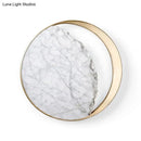 GobekUsa Marble Gold LED Wall Light with Moon Sconce Design and Metallic Ring - Elegant Bedside Fixture