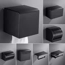 Modern matte black aluminum paper holder bathroom cube rack by Decorbites