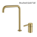 GobekUsa Black Basin Faucet: Brushed Gold Two-Hole Bathroom Sink Tap with Rotating Spout