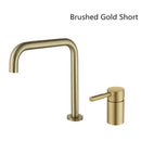 GobekUsa Black Basin Faucet: Brushed Gold Two-Hole Bathroom Sink Tap with Rotating Spout