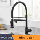 GobekUsa Black Spring Kitchen Faucet with Sprayer and Brushed Nickel Finish