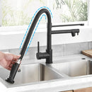 GobekUsa Black Spring Kitchen Faucet with Sprayer and Brushed Nickel Finish