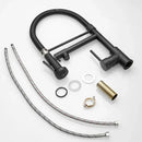GobekUsa Black Spring Kitchen Faucet with Sprayer and Brushed Nickel Finish