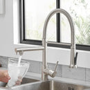 GobekUsa Black Spring Kitchen Faucet with Sprayer and Brushed Nickel Finish