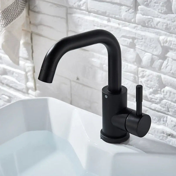 GobekUsa Black Basin Faucet Single Cold Hot Sink Tap Short Kitchen Mixer Rotatable, photo 2 of 8