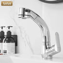 GobekUsa Black Basin Faucet Hot Cold Mixer Tap Single Handle Pull Out Mixer