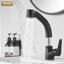 GobekUsa Black Basin Faucet Hot Cold Mixer Tap Single Handle Pull Out Mixer