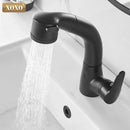GobekUsa Black Basin Faucet Hot Cold Mixer Tap Single Handle Pull Out Mixer