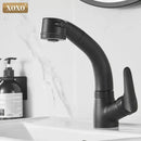 GobekUsa Black Basin Faucet Hot Cold Mixer Tap Single Handle Pull Out Mixer
