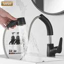 GobekUsa Black Basin Faucet Hot Cold Mixer Tap Single Handle Pull Out Mixer