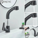 GobekUsa Black Basin Faucet: Pull Out Sink Mixer Tap with 360° Rotation and Hot&Cold Sprayer