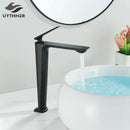GobekUsa Black Basin Mixer Faucet for Bathroom Vanity, Deck Mounted Hot and Cold Water Tap
