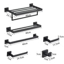 GobekUsa Black Bathroom Set: Towel Holder, Paper Holder, Gold Rod, Robe Hook - Stainless Steel Accessories