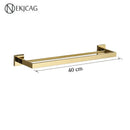GobekUsa Black Bathroom Set: Towel Holder, Paper Holder, Gold Rod, Robe Hook - Stainless Steel Accessories
