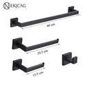 GobekUsa Black Bathroom Set: Towel Holder, Paper Holder, Gold Rod, Robe Hook - Stainless Steel Accessories