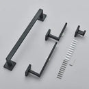 GobekUsa Black Bathroom Set: Towel Holder, Paper Holder, Gold Rod, Robe Hook - Stainless Steel Accessories