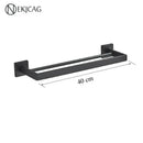 GobekUsa Black Bathroom Set: Towel Holder, Paper Holder, Gold Rod, Robe Hook - Stainless Steel Accessories