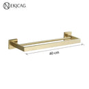 GobekUsa Black Bathroom Set: Towel Holder, Paper Holder, Gold Rod, Robe Hook - Stainless Steel Accessories