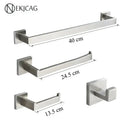 GobekUsa Black Bathroom Set: Towel Holder, Paper Holder, Gold Rod, Robe Hook - Stainless Steel Accessories