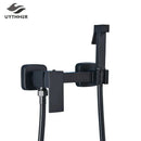 GobekUsa Bidet Shower Faucet Set: Matte Black Brass Hygienic Spray Tap with Hot/Cold Mixer