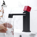 GobekUsa Black Brass Basin Faucet Hot Cold Water Mixer Chrome Finish