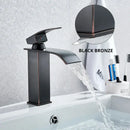 GobekUsa Black Brass Bathroom Waterfall Sink Faucet Hot&Cold Mixer Vanity Tap Deck Mounted