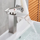 GobekUsa Black Brass Bathroom Waterfall Sink Faucet Hot&Cold Mixer Vanity Tap Deck Mounted