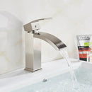GobekUsa Black Brass Bathroom Waterfall Sink Faucet Hot&Cold Mixer Vanity Tap Deck Mounted