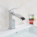 GobekUsa Black Brass Bathroom Waterfall Sink Faucet Hot&Cold Mixer Vanity Tap Deck Mounted