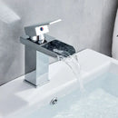 GobekUsa Black Brass Bathroom Waterfall Sink Faucet Hot&Cold Mixer Vanity Tap Deck Mounted