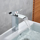 GobekUsa Black Brass Bathroom Waterfall Sink Faucet Hot&Cold Mixer Vanity Tap Deck Mounted