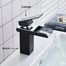 GobekUsa Black Brass Bathroom Waterfall Sink Faucet Hot&Cold Mixer Vanity Tap Deck Mounted