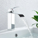 GobekUsa Black Brass Bathroom Waterfall Sink Faucet Hot&Cold Mixer Vanity Tap Deck Mounted