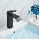 GobekUsa Black Brass Bathroom Waterfall Sink Faucet Hot&Cold Mixer Vanity Tap Deck Mounted