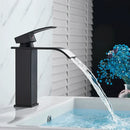 GobekUsa Black Brass Bathroom Waterfall Sink Faucet Hot&Cold Mixer Vanity Tap Deck Mounted