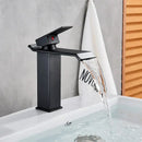 GobekUsa Black Brass Bathroom Waterfall Sink Faucet Hot&Cold Mixer Vanity Tap Deck Mounted