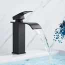 GobekUsa Black Brass Bathroom Waterfall Sink Faucet Hot&Cold Mixer Vanity Tap Deck Mounted