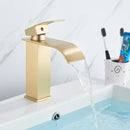 GobekUsa Black Brass Bathroom Waterfall Sink Faucet Hot&Cold Mixer Vanity Tap Deck Mounted